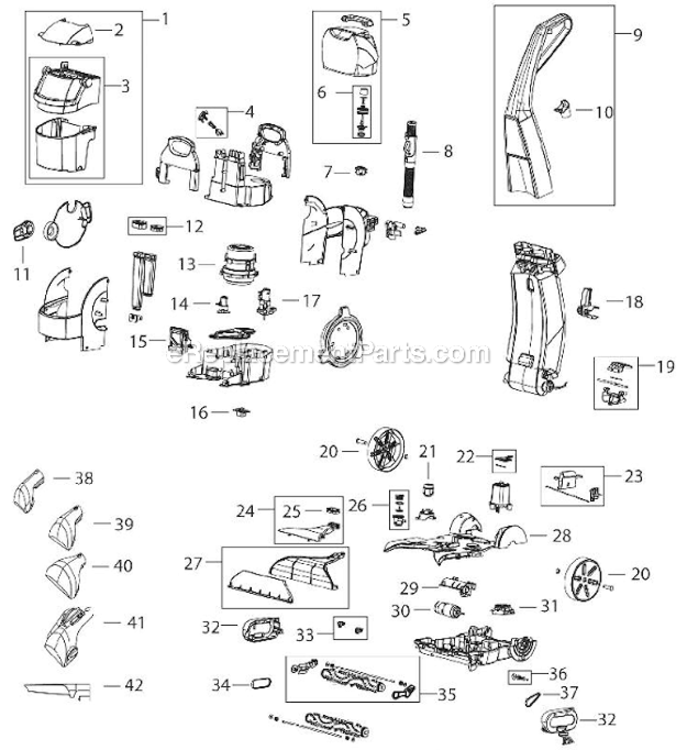 Page A Diagram and Parts List for 73H5  Bissell Carpet Cleaner