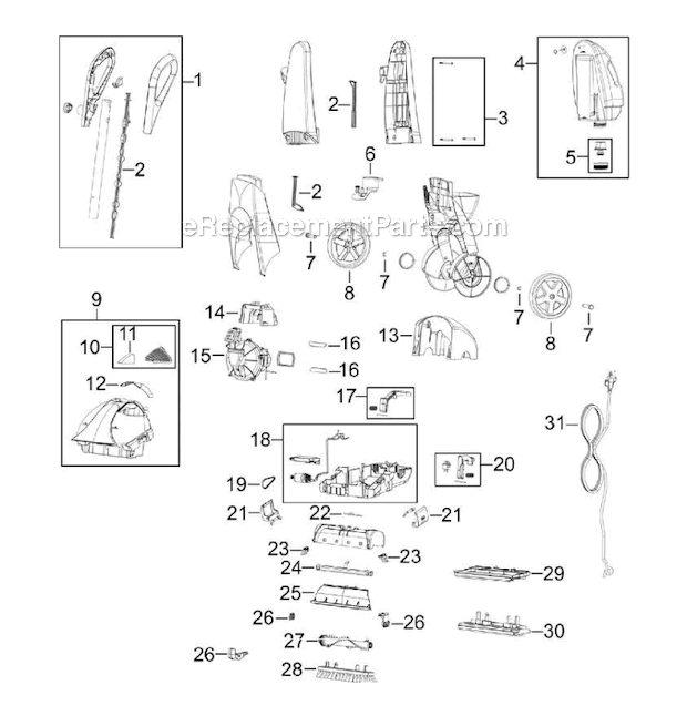 Page A Diagram and Parts List for 76R9  Bissell Carpet Cleaner