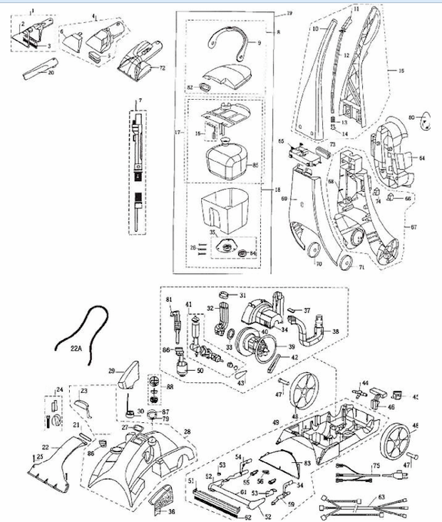 Page A Diagram and Parts List for 7901-1  Bissell Upright Vacuum