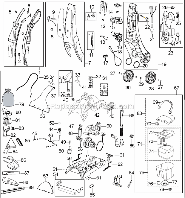Page A Diagram and Parts List for 7950  Bissell Carpet Cleaner