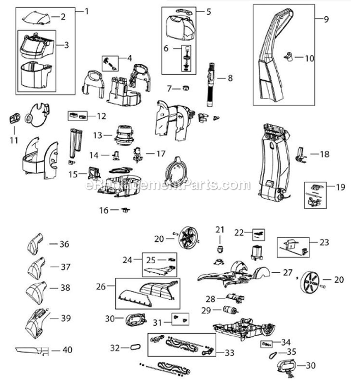 Page A Diagram and Parts List for 80X9  Bissell Carpet Cleaner