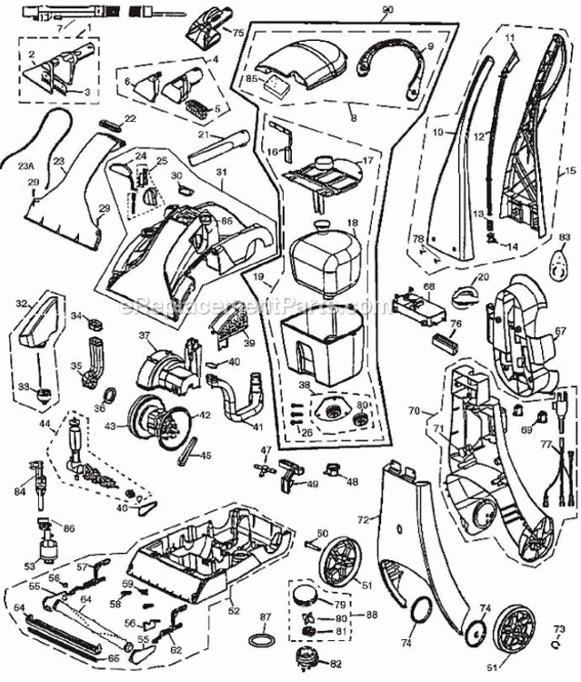 Page A Diagram and Parts List for 8804M  Bissell Carpet Cleaner