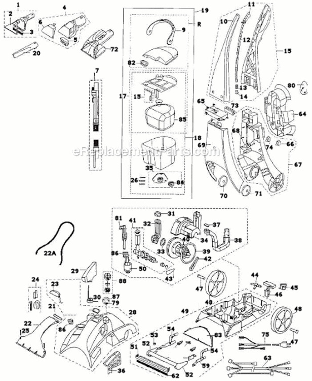 Page A Diagram and Parts List for 8804T  Bissell Carpet Cleaner