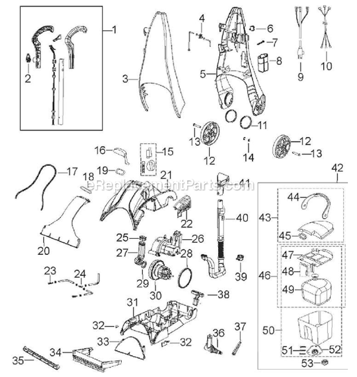 Page A Diagram and Parts List for 8805  Bissell Carpet Cleaner