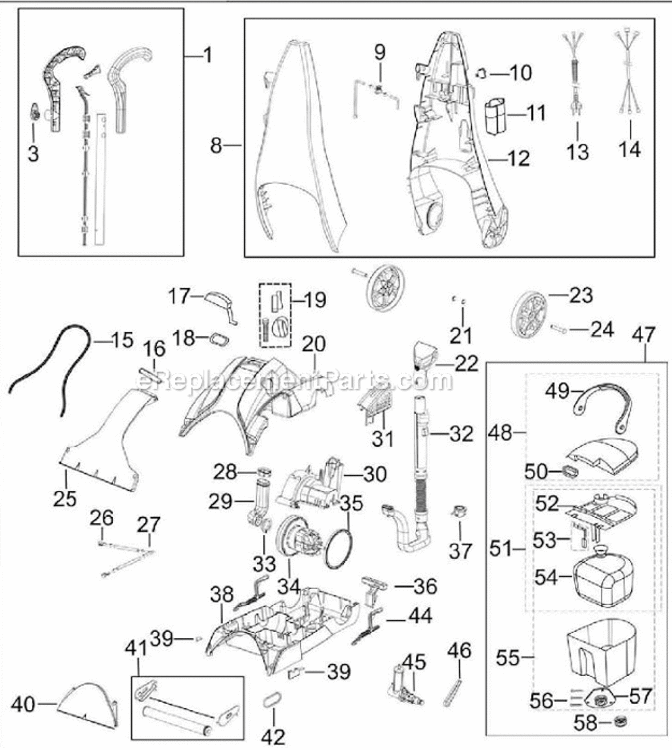 Page A Diagram and Parts List for 8806  Bissell Carpet Cleaner