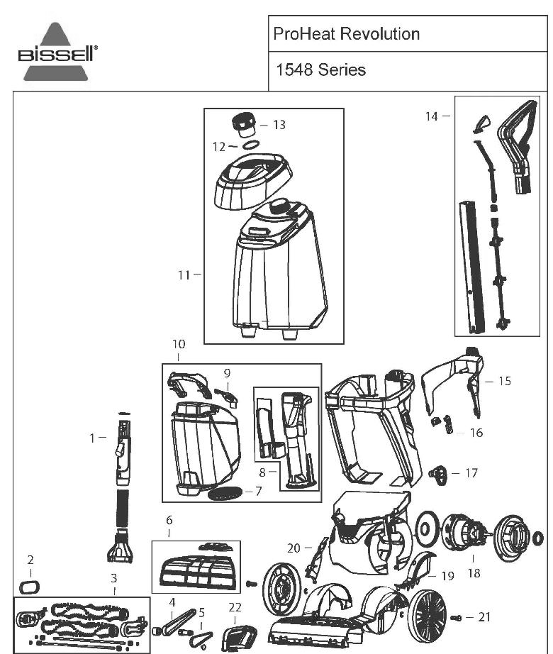Section 1 Diagram and Parts List for 1548 1550  1551 Bissell Hand Vacuum