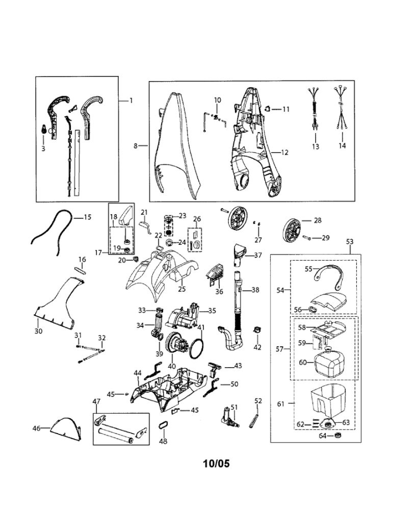 Upright Deep Cleaner Diagram and Parts List for 1620  Bissell Upright Vacuum