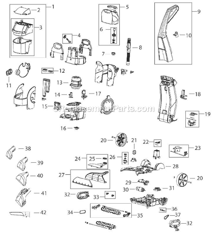 Page A Diagram and Parts List for 94Y22  Bissell Carpet Cleaner