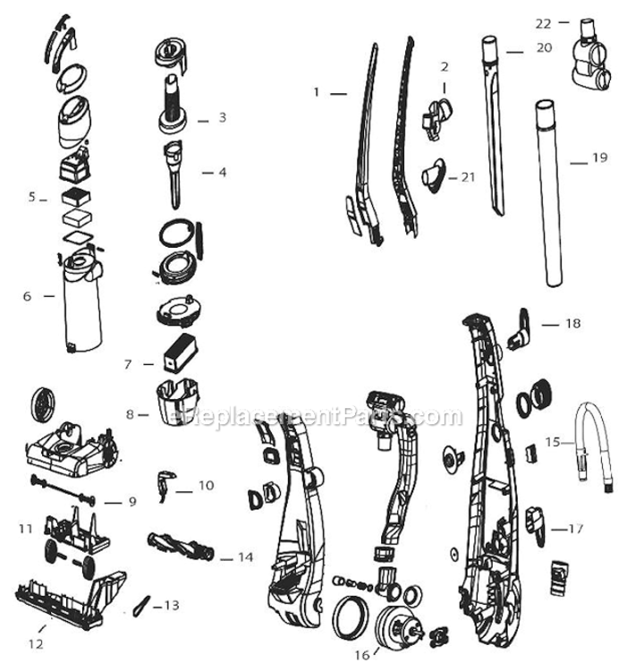 Page A Diagram and Parts List for 9595  Bissell Upright Vacuum