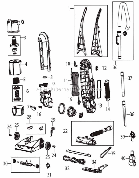 Page A Diagram and Parts List for 95P1  Bissell Upright Vacuum