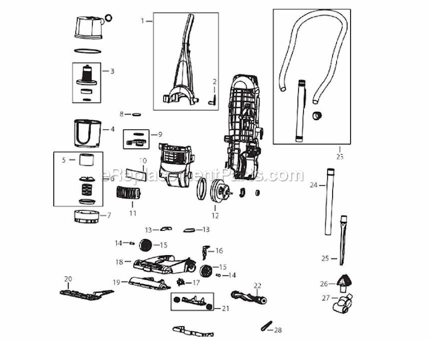 Page A Diagram and Parts List for 98N4  Bissell Upright Vacuum