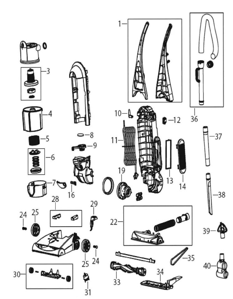 Section 1 Diagram and Parts List for BISSELL3  Bissell Hand Vacuum