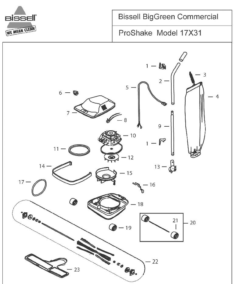 Section 1 Diagram and Parts List for 17X31  Bissell Hand Vacuum