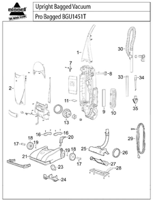 Section 1 Diagram and Parts List for BGU1451T  Bissell Hand Vacuum