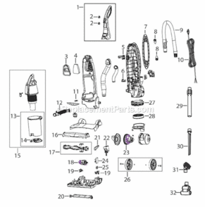 Page A Diagram and Parts List for 16N5-3  Bissell Upright Vacuum
