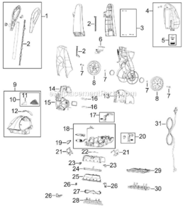 Page A Diagram and Parts List for 1770C  Bissell Carpet Cleaner