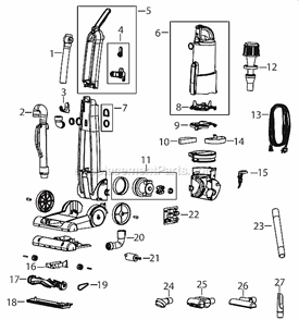 Page A Diagram and Parts List for 17G5-2  Bissell Upright Vacuum