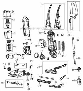 Part Location Diagram of B-32076 Bissell Exhaust Filter-hepa