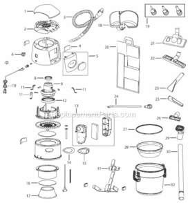 Page A Diagram and Parts List for 18P0  Bissell Canister Vacuum