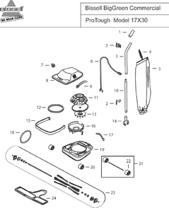 Section 1 Diagram and Parts List for 17X30  Bissell Hand Vacuum