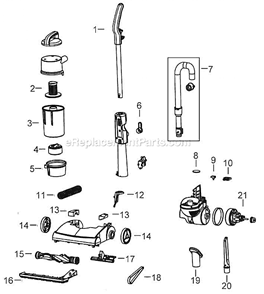 Page A Diagram and Parts List for 23T7  Bissell Upright Vacuum