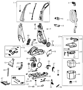 Page A Diagram and Parts List for 25A3  Bissell Carpet Cleaner