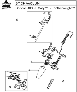 Section 1 Diagram and Parts List for 31065  Bissell Hand Vacuum