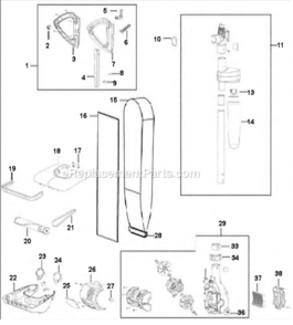 Page A Diagram and Parts List for 34000  Bissell Upright Vacuum