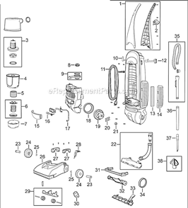 Page A Diagram and Parts List for 3574  Bissell Upright Vacuum