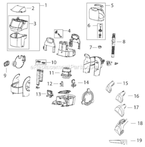 Page A Diagram and Parts List for 3624  Bissell Carpet Cleaner