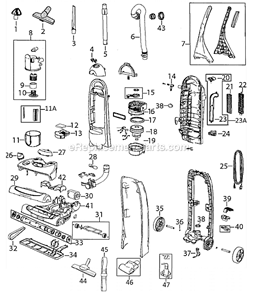 Page A Diagram and Parts List for 3750  Bissell Upright Vacuum