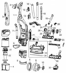 Part Location Diagram of B-203-7134 Bissell Cover, Pet Hair Lifter - Black