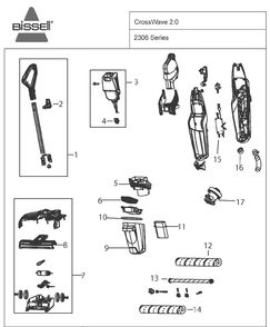 Section 1 Diagram and Parts List for 2306  Bissell Hand Vacuum