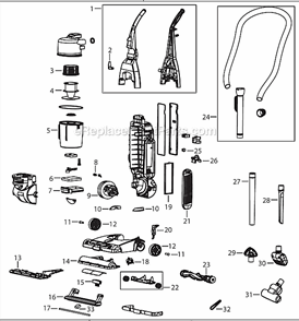 Page A Diagram and Parts List for 4104  Bissell Upright Vacuum