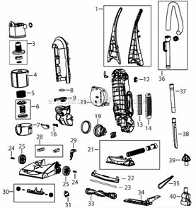 Page A Diagram and Parts List for 44M3  Bissell Upright Vacuum