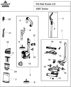 Section 1 Diagram and Parts List for 2087  Bissell Hand Vacuum