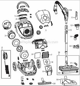 Page A Diagram and Parts List for 48K2  Bissell Canister Vacuum