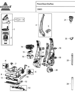 Section 1 Diagram and Parts List for 35831  Bissell Hand Vacuum