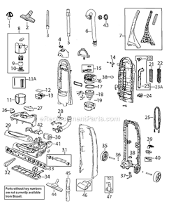 Page A Diagram and Parts List for 6595  Bissell Upright Vacuum