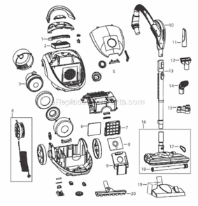 Page A Diagram and Parts List for 67E2  Bissell Canister Vacuum