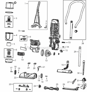 Page A Diagram and Parts List for 68C7  Bissell Upright Vacuum