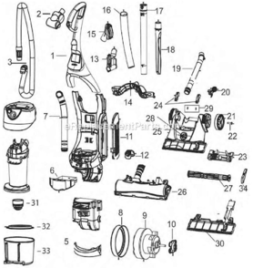 Page A Diagram and Parts List for 6930  Bissell Upright Vacuum