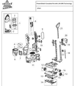 Part Location Diagram of 1211 Bissell Prolite replacement filter pack