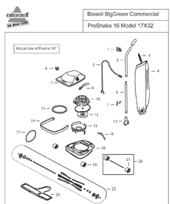 Section 1 Diagram and Parts List for 17X32  Bissell Hand Vacuum