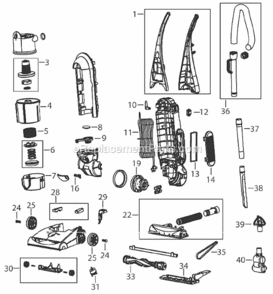 Page A Diagram and Parts List for 71V92  Bissell Upright Vacuum