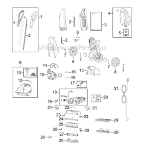 Page A Diagram and Parts List for 76R9  Bissell Carpet Cleaner
