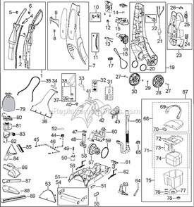 Page A Diagram and Parts List for 7950  Bissell Carpet Cleaner