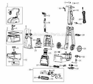 Page A Diagram and Parts List for 86T3 40M1 Series Bissell Carpet Cleaner