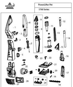 Section 1 Diagram and Parts List for 1793  Bissell Hand Vacuum