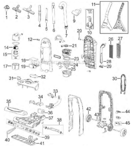 Page A Diagram and Parts List for 89Q9-3  Bissell Upright Vacuum